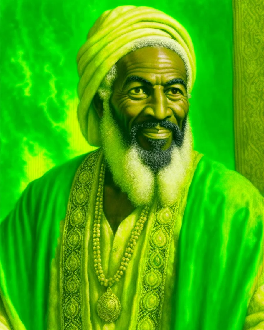 Ali, peace be upon him, was a perfect man, and his height tended to be short; His skin color is garlic green, with a long white beard, and big black eyes. Beautiful face, open face, very smiling. With a long neck like a silver robe, and broad shoulders and bones like the bones of a lion, and arms and forearms so intertwined that they could not be seen from each other. With wide and big paws. And a belly that tends to be fat but not too much, and thick and twisted legs with a narrow end. The musc