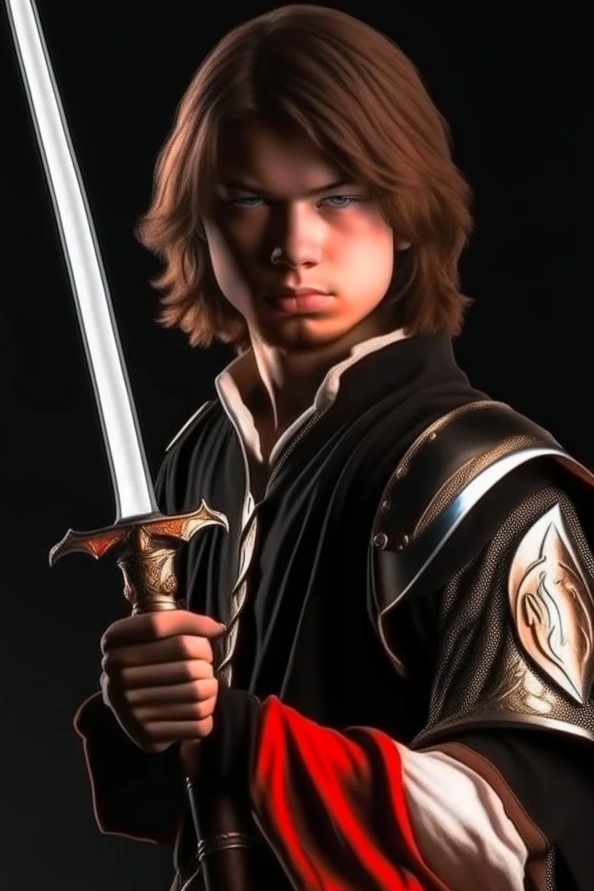 young european brown hair adult royal guard swordsman with rapier