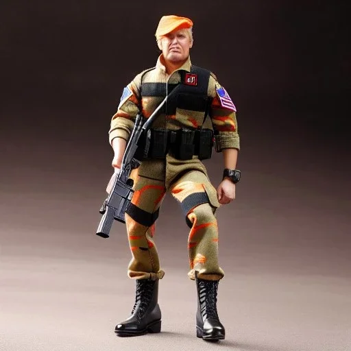 G.i. Joe toy camouflage doll Donald Trump orange face with boots full body in package high resolution 2020, in a box with gun