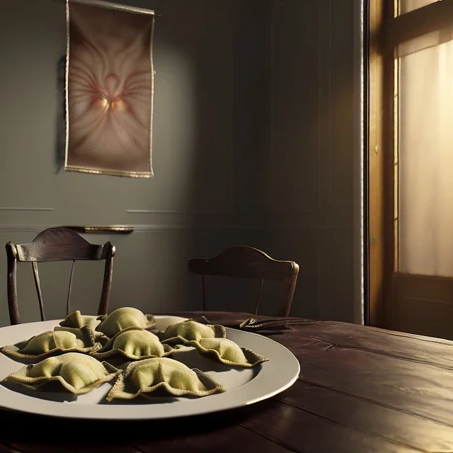 ravioli love, photo studio, concept art, realistic image, renaissance style ,smooth, unreal engine 5, ray tracing, RTX, lumen lighting, ultra detail, volumetric lighting