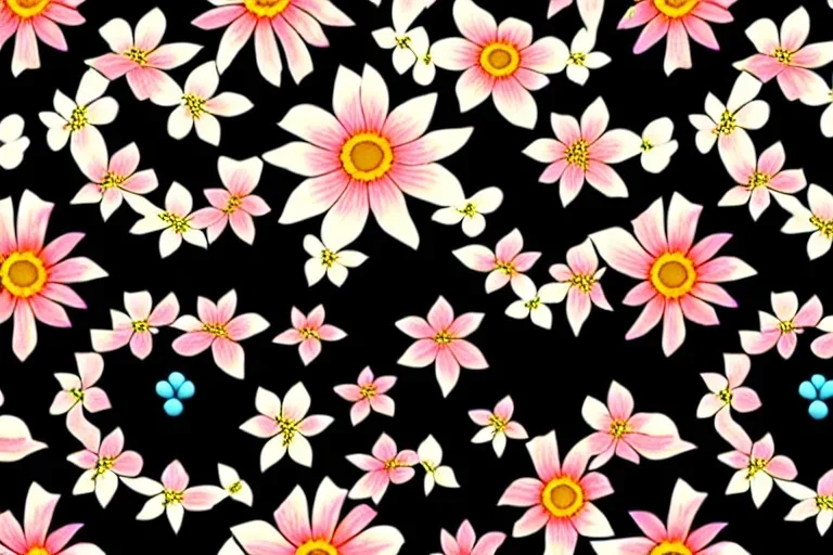 flowers in outer space repeating pattern escher