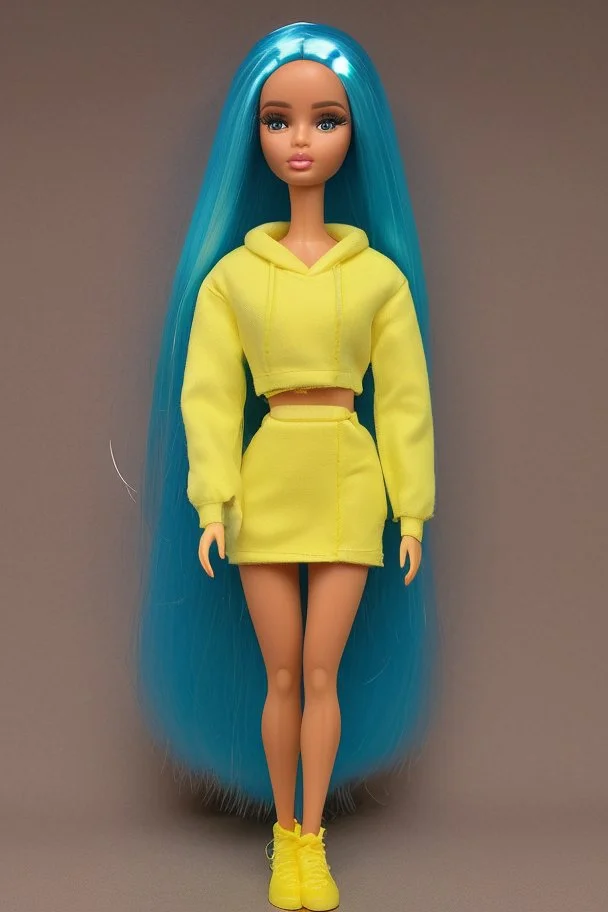 blank face barbie in a yellow and blue box