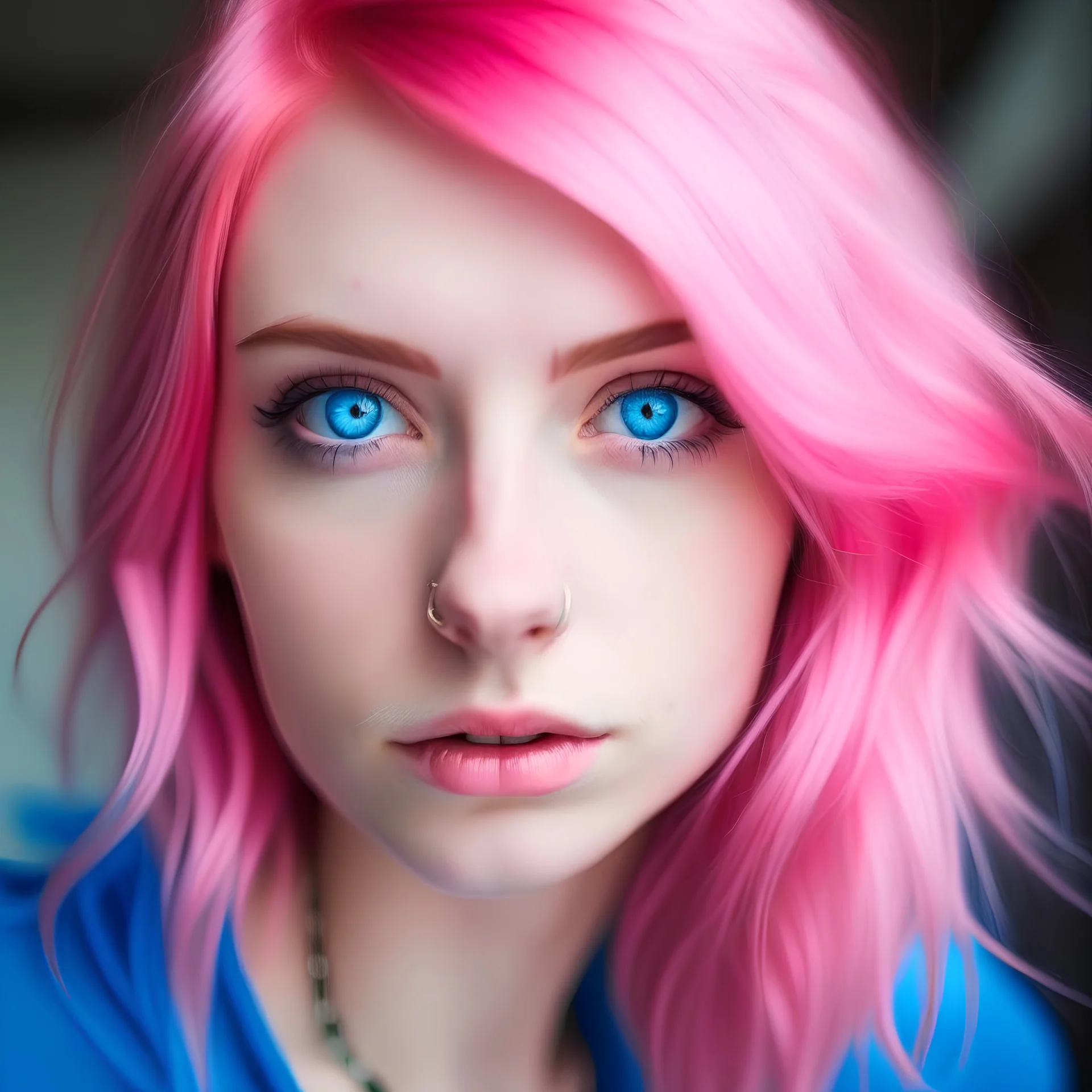 kisune pink hair blue eyes
