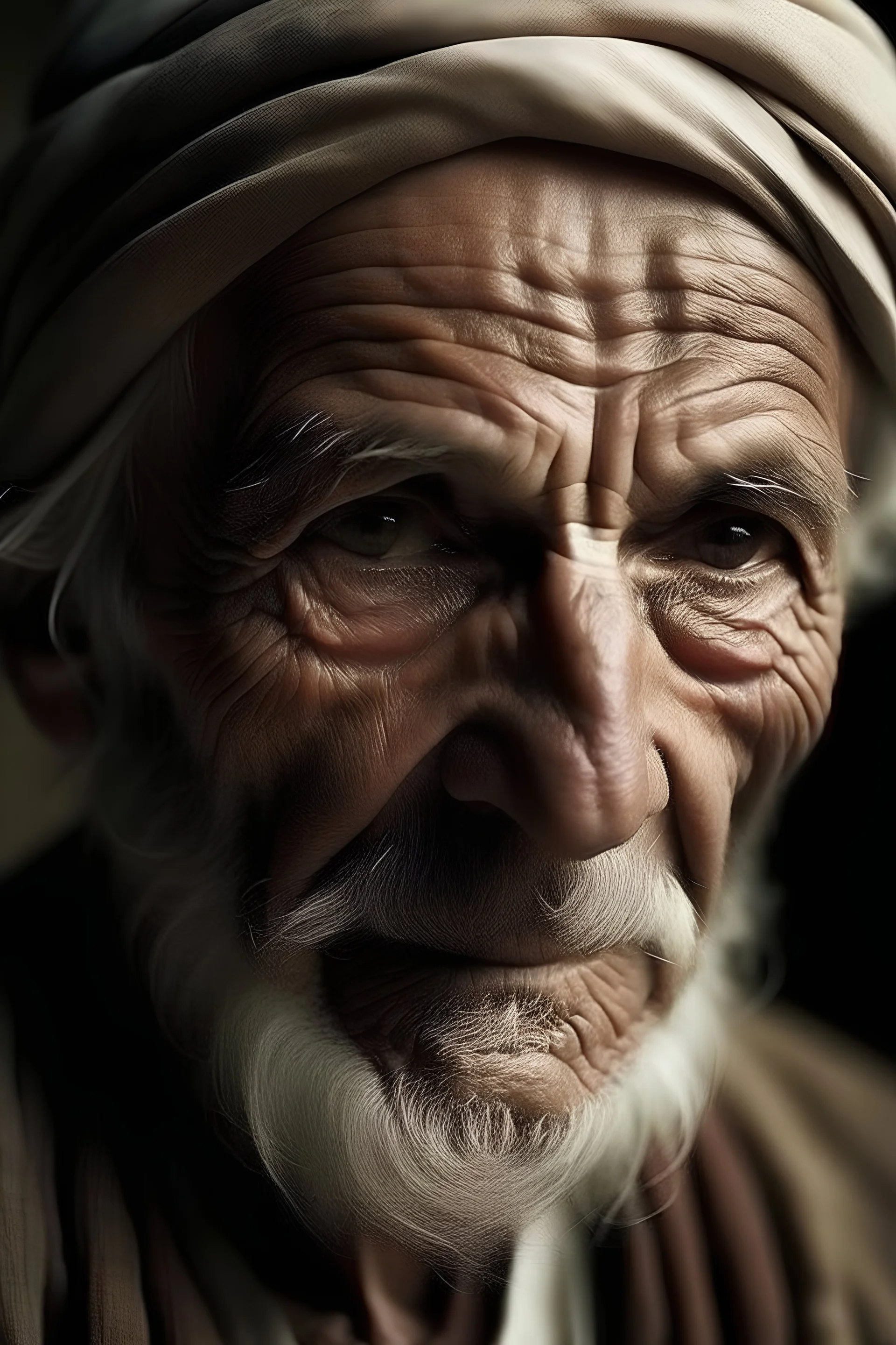 I want a picture of an elderly Arab man with a non-existent face.