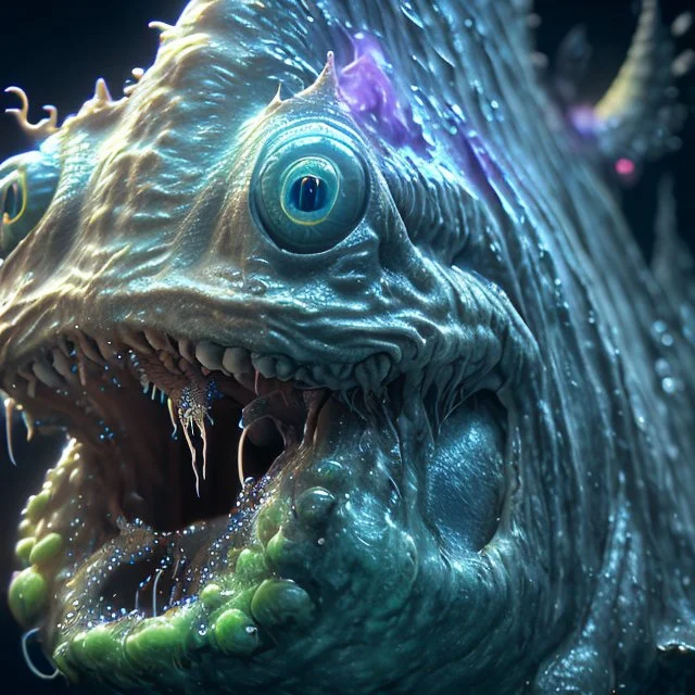 fluid ink angler fish creature, unreal engine 5, 8k resolution, photorealistic, ultra detailed