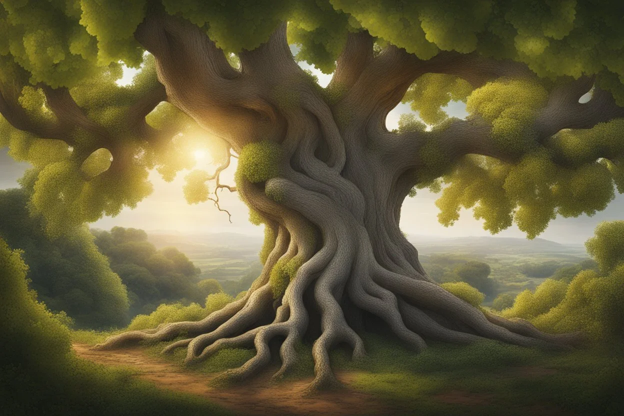 Могучий дуб, символ силы и долголетия, словно укрывает в своих ветвях хрупкую лозу, нуждающуюся в опоре. Лоза, обвиваясь вокруг дуба, дарит ему свою живительную энергию. Ее плоды, сочные ягоды винограда, словно капли солнца, впитавшие в себя мудрость веков. Этот тандем – пример гармонии и взаимодополнения.