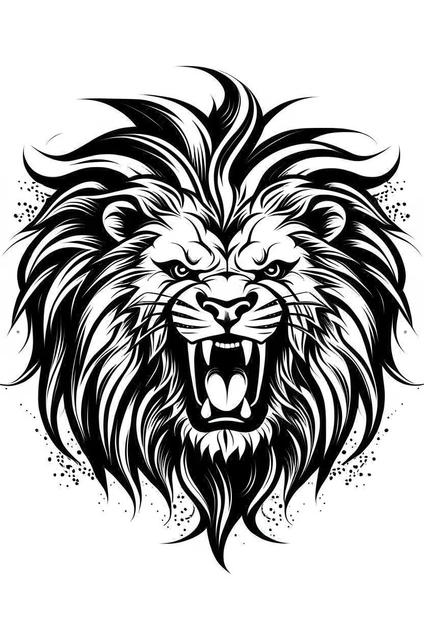 roaring thunder lion ink logo, white background