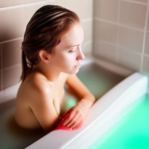 Girl sitting in Bathtub