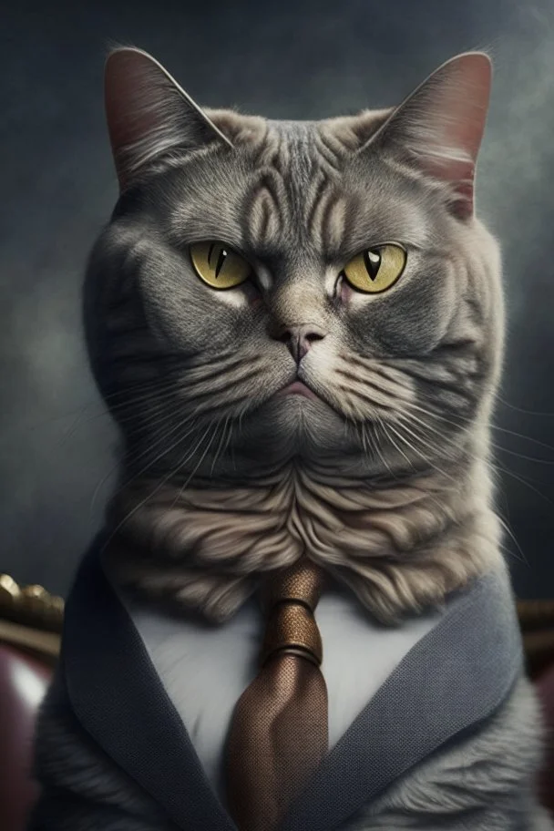 A picture of a serious cat in the form of a senator, a professional, high JPEG image