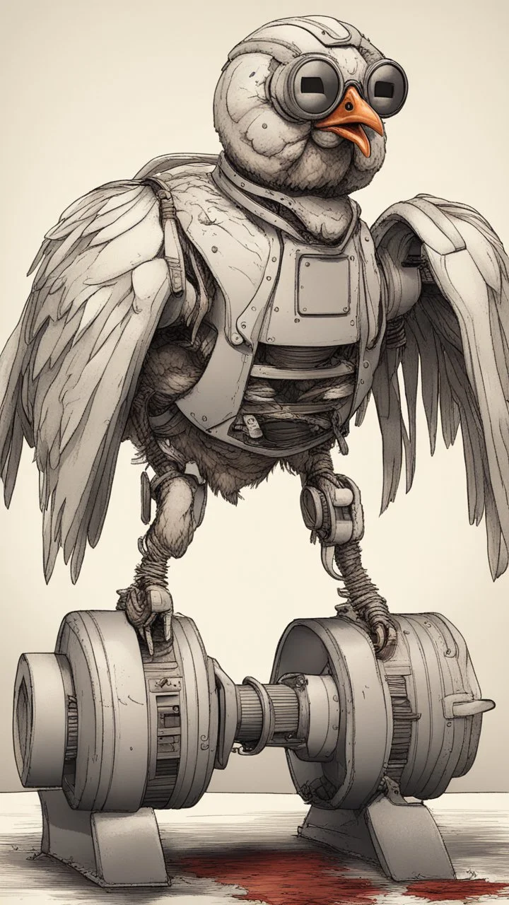 a chicken robot as a halloween horror movie, high detail