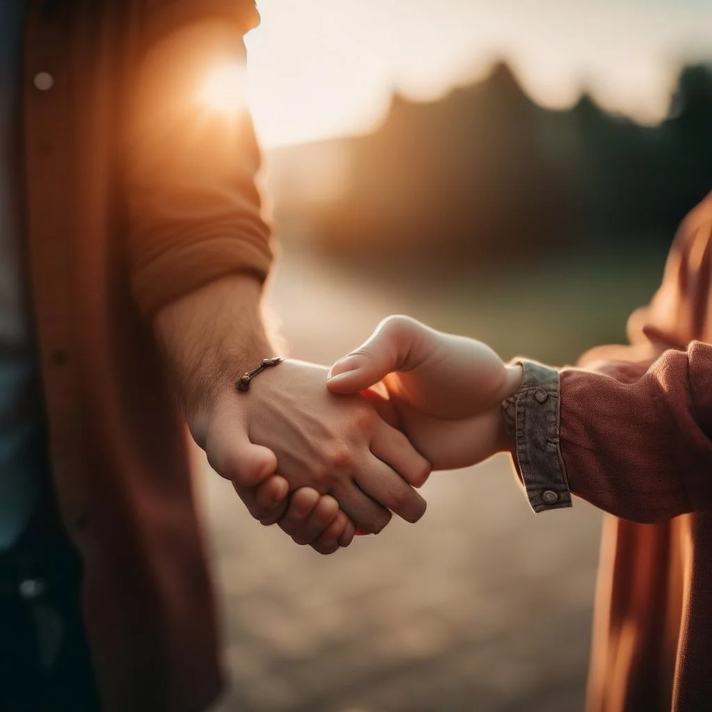 generate image man and woman holding hands in a romantic way