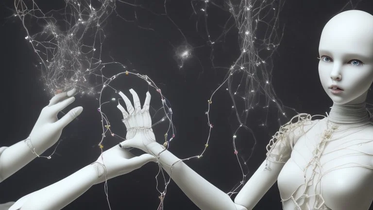 في الصورة، تظهر يد بشرية تمسك بخيوط دمية. اليد بيضاء ناصعة، بينما الخيوط سوداء داكنة. تمسك اليد الخيوط بإحكام، مما يوحي بسيطرة اليد على الدمية. تقف الدمية في الخلفية، وهي غير مرئية تمامًا. لا يمكن رؤية سوى الخيوط السوداء التي تمتد من اليد إلى الدمية. هذا يخلق إحساسًا بالغموض والتشويق. الصورة مأخوذة من زاوية عالية، مما يخلق تأثيرًا مهيمنًا لليد. هذا يوحي بأن اليد قوية وفعالة. الصورة ذات خلفية مظلمة، مما يخلق جوًا غامضًا ومثيرًا للاهتمام. هذا يعزز الموضوع العام للتلاعب، والذي غالبًا ما يرتبط با