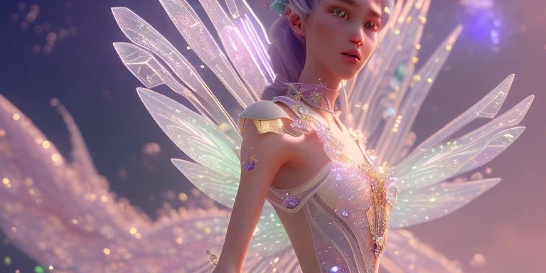 crystal subtle flower in a galactic ambiance beautiful fairy, transparent, delicate colors, in the foreground, full of details, smooth，soft light atmosphere, light effect，vaporwave colorful, concept art, smooth, extremely sharp detail, finely tuned detail, ultra high definition, 8 k, unreal engine 5, ultra sharp focus