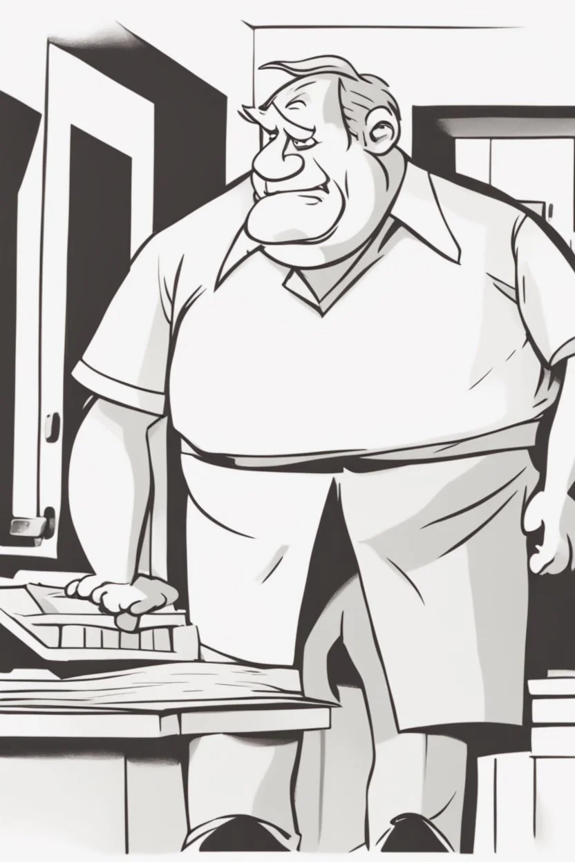 a cartoon middle-aged man with a look of disgst on his face