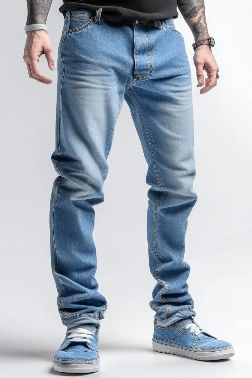 Man's large baggy fit light blue jeans