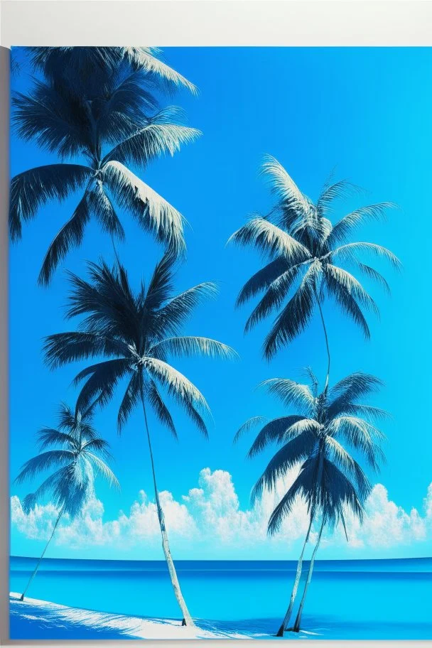 A coconut trees in Indonesia with clear blue skyand sea Impresionisme abstract art