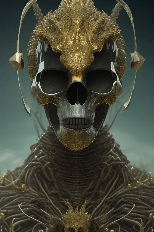 black male African alien, cracks in the head, wicked, Asian eyes, crown, blood, 8k, finely detailed, photo realistic, Boris Vallejo style turquoise skull head gold dragon space alien rain skeleton gold tooth silver helmet silver space suit spaceships