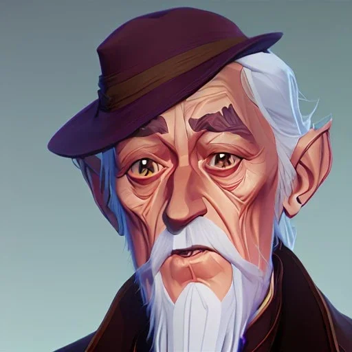 Portrait of a 90 year old warlock like Albus Dumbledore, Gandalf, Merlin, Sherlock Holmes and Mary Poppins