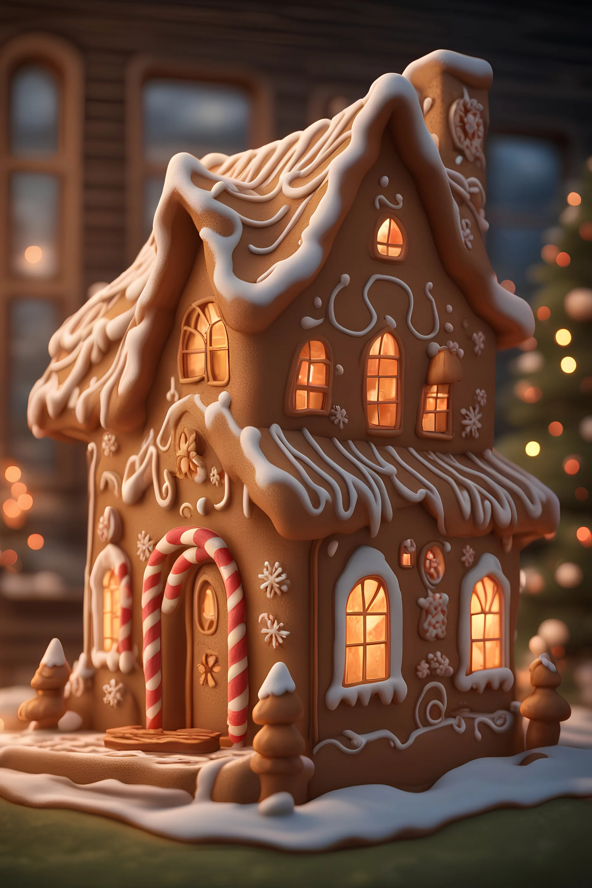 3D illustration of the magic gingerbread house. smooth 3d digital art, exquisite thee-dimensional rendering, 4K, blender, c4d, octane render , disney style 3d light, Zbrush sculpt, concept art, Zbrush high detail, pinterest Creature Zbrush HD sculpt, neutral lighting, 8k detail.