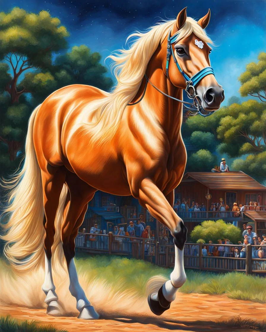 Disney Pixar drawing of a palomino horse, ultra quality, hyper detailed, contrasting colors, incredible colors, incredible artwork, maximalist