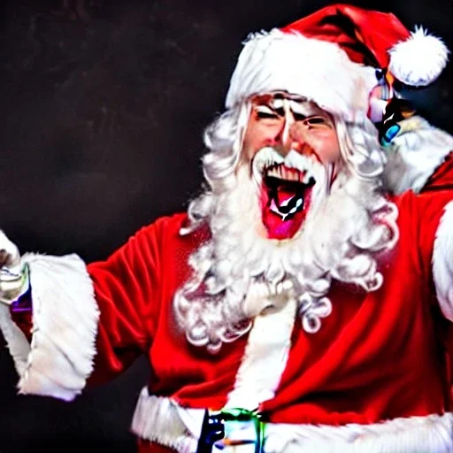 freaky Santa, laughing, flying, wings