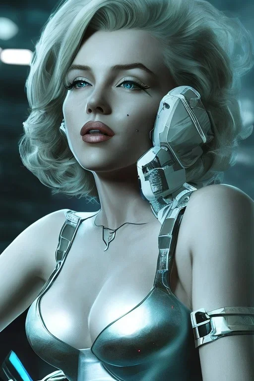 Marilyn Monroe, cyberpunk2077, photorealistic illustration, 4k