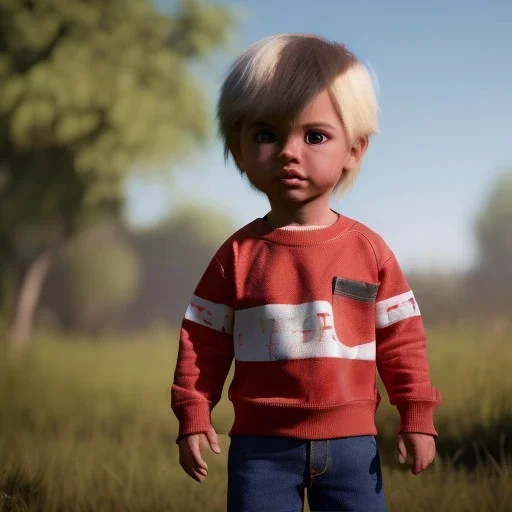 Ken toddler, full body, hyper realistic, dramatic lighting, unreal engine 5, 8k