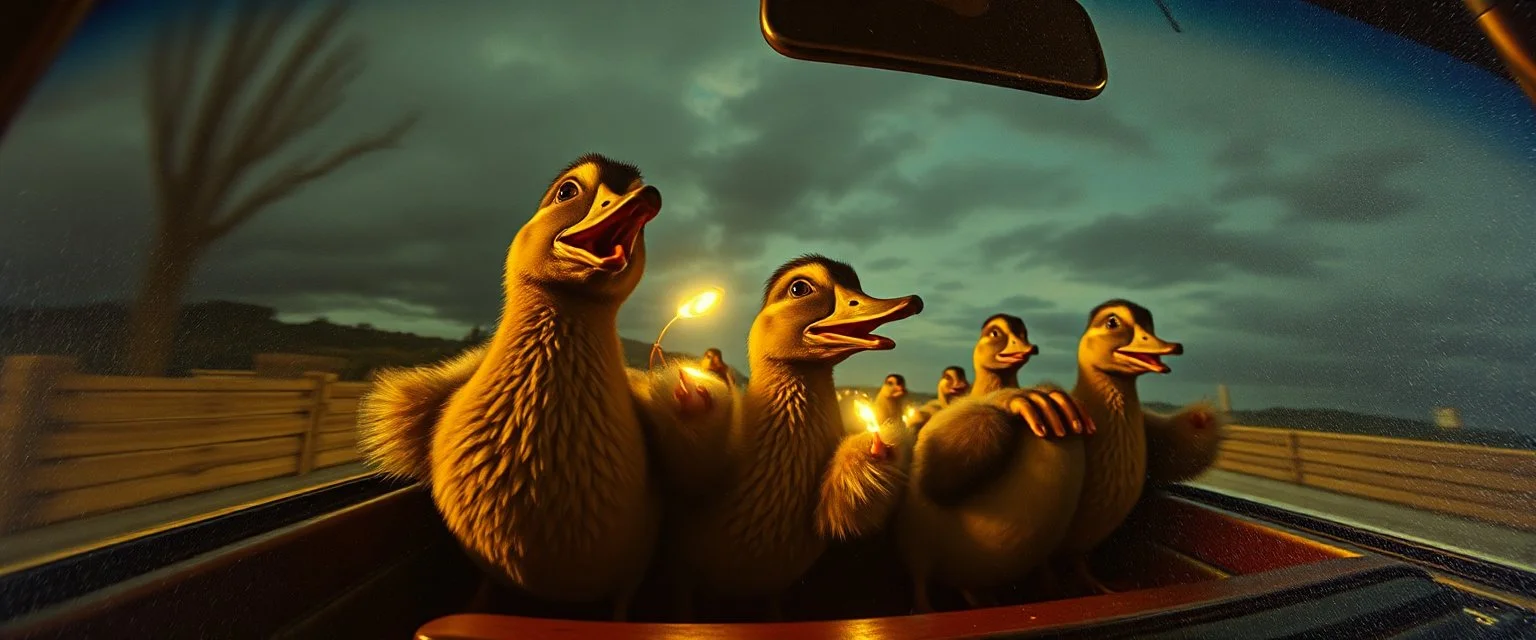 pin hole cam, master oil painting by Rembrandt superrealistic fallout 4,When somebody listens to everything you say but still is an asshole testicle ducks . hodenkobolds on the run, in fast car, motion blur, dimensional gate, hill billy police mafia