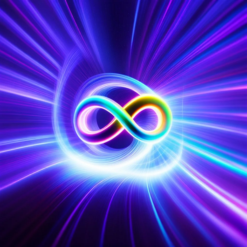 infinity symbol brightly coloured ∞ moving at warp speed, colours from infinity flowing through image with speed, DSLR with a 80mm lens, set to f/16 and a slow shutter speed of 1/15s, striking, neon, chiaroscuro, dramatic, captivating, powerful, fantasy, beautiful, octane render, 16k post-production, artstation: award-winning: atmospheric: commanding: fantastical: clarity: ultra quality: striking: brilliance: stunning colors: amazing depth; lens: f/11, 35mm