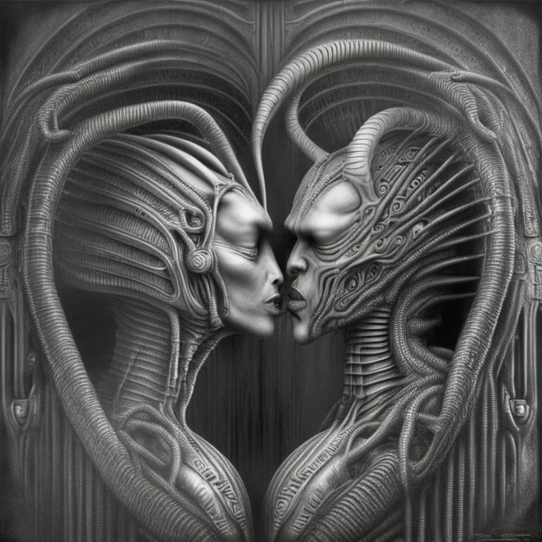 love in the style of HR Giger