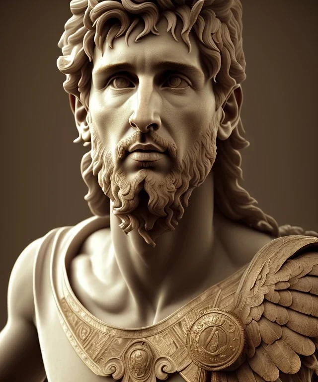 Realistic image, roman sculpture, marble material, Lionel Messi with Laurel wreath model, miguel angel style, God light, god rays, 4k resolution, perfect details, ornate details, soft lighting, unreal engine 5, soft cyan background.