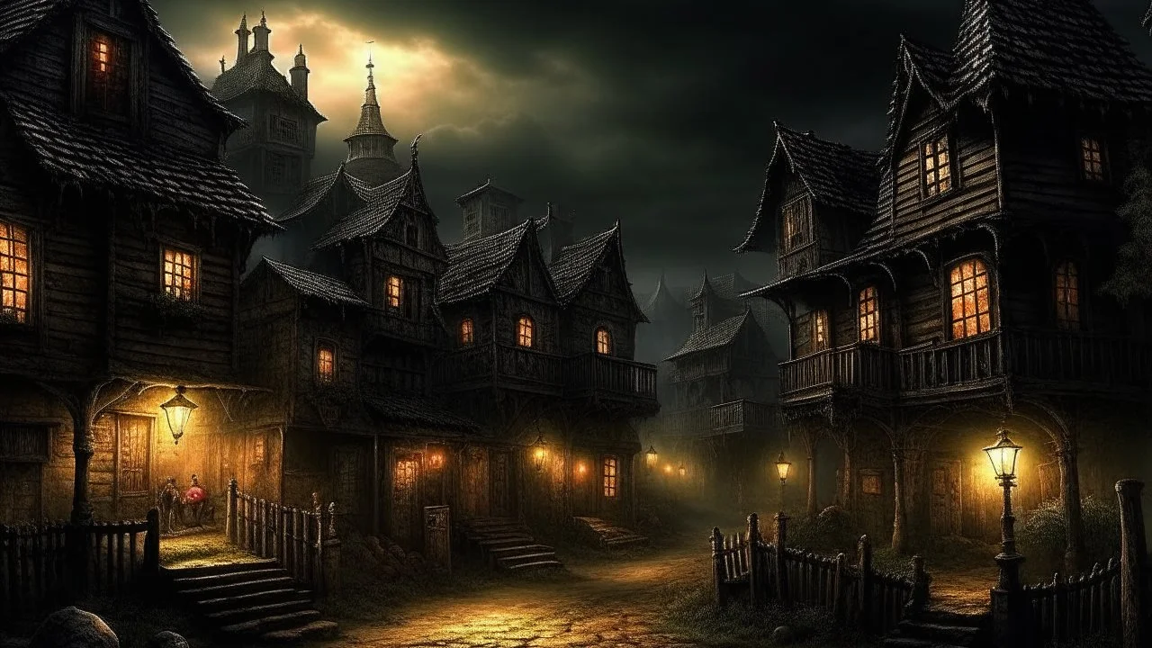 horror scene fantasy town