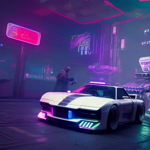 cyberpunk hyper truck,cyberpunk 2077,center composition, ultra realistic,shiny, smooth, studio quality, octane render, Surrealism, Triadic colour scheme,glow-stick, ambient lighting,nightclub lighting, polaroid, 100mm, --ar 1:1 --v4