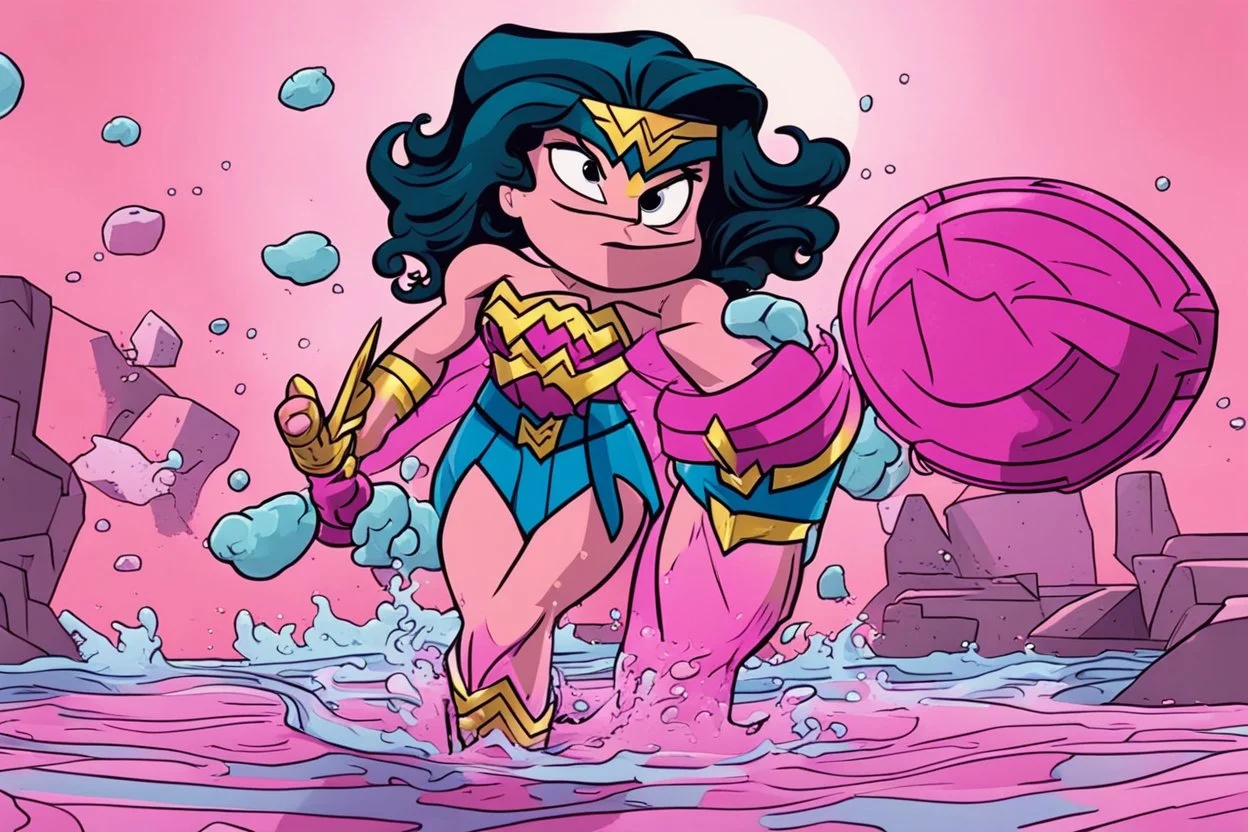 pink swimming Wonder Woman Teen Titans Go