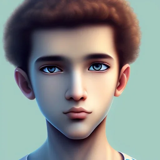 beautiful 12 year old arabic boy with curly hair and light blue eyes