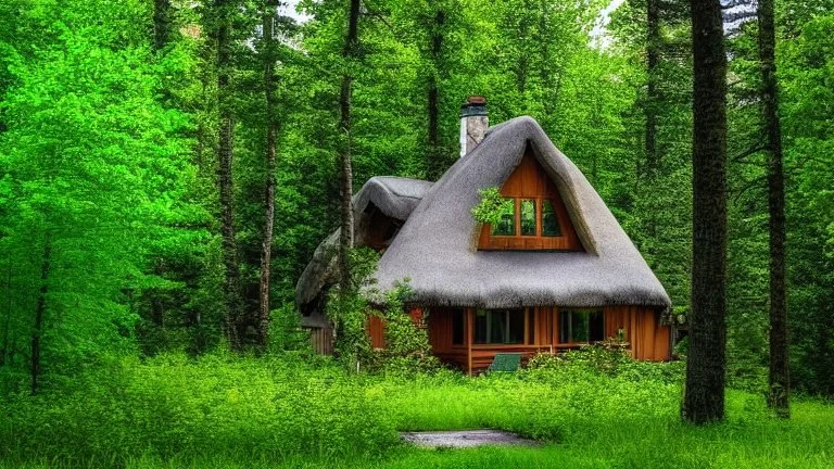 cottage in the middle of the forest