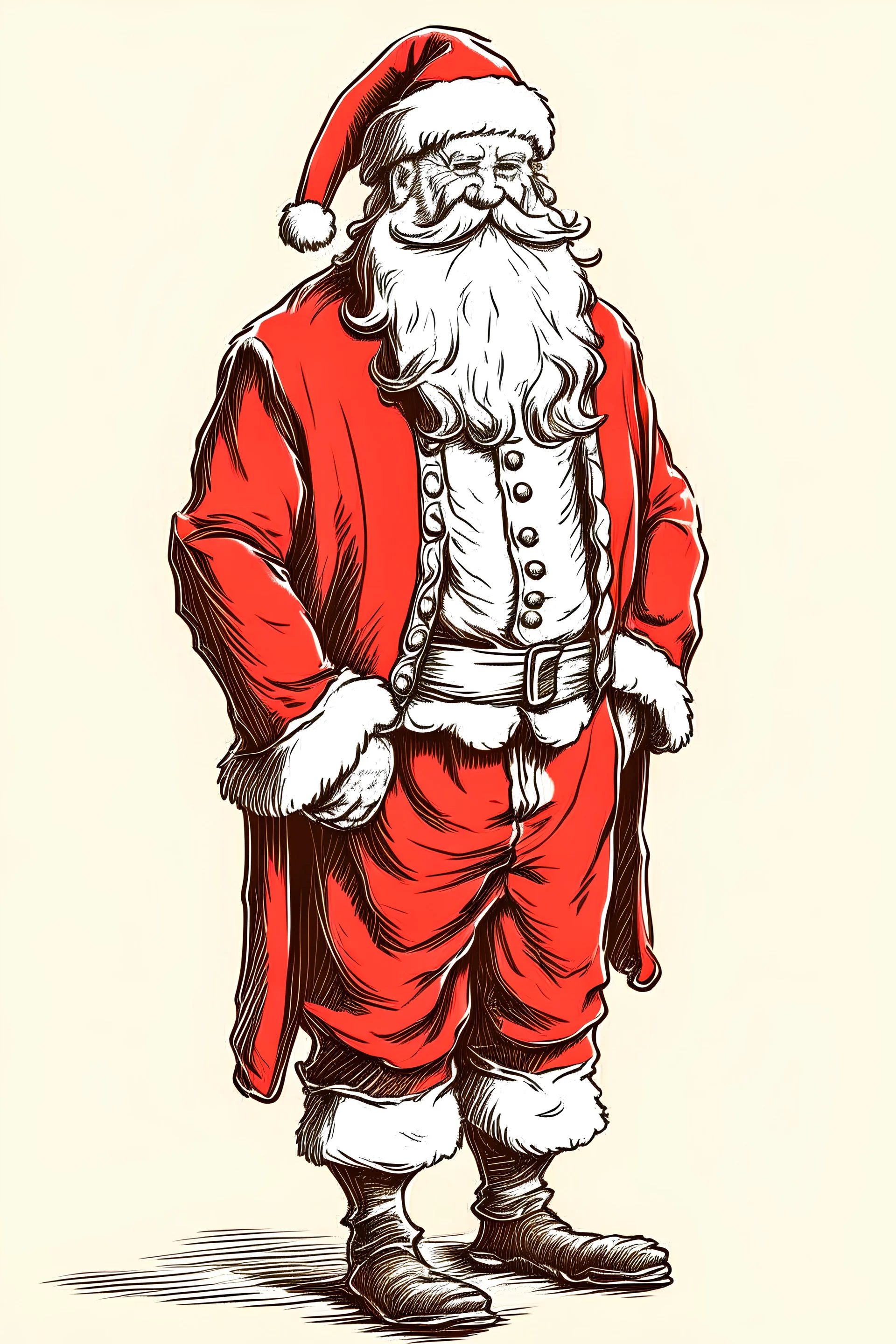 Santa claus caricature full body holding a hand Vector Image