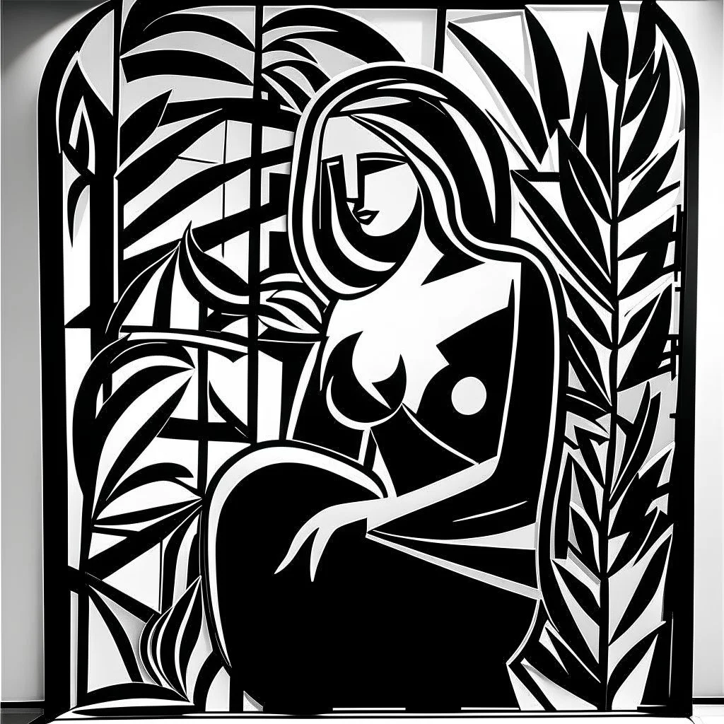 Vrouw in Matisse Steel in black and white