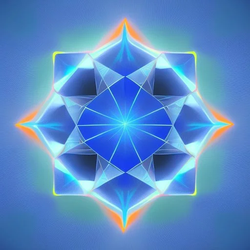 a 4d pentagon ,a blue metallic 4d Tesseract ,inside a 4d orange Tesseract rotating cube in a four dimension environment