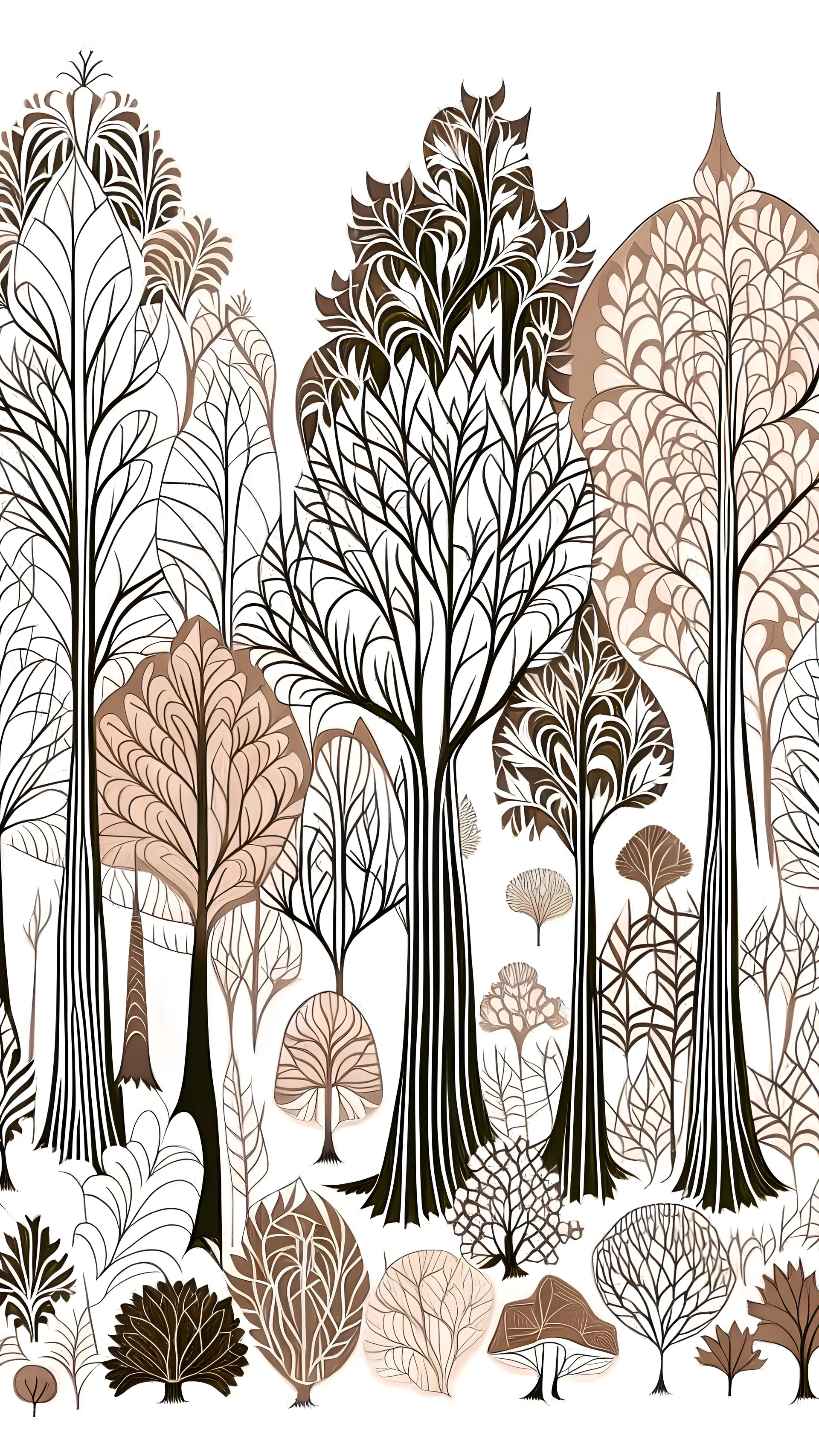 forest in brown on a white background in deco style