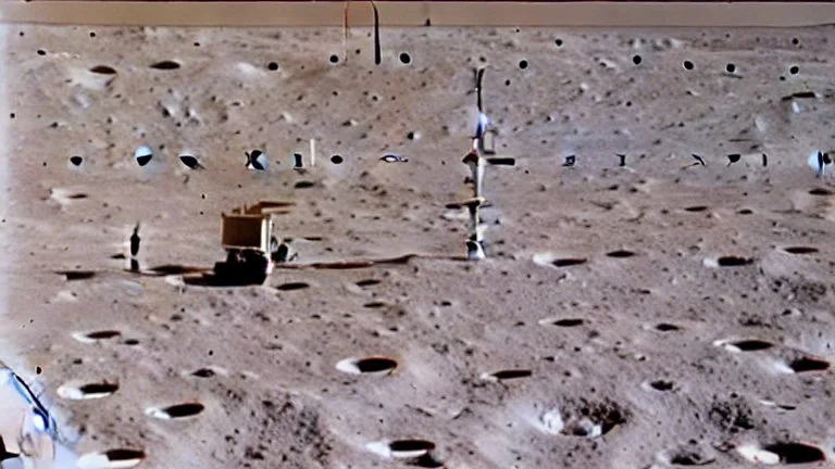 A Tesla semi-truck is racing at top speed on the Moon, by the landing site of the 'Apollo 11'. CINEMATIC. WIDE ANGLE LENS.