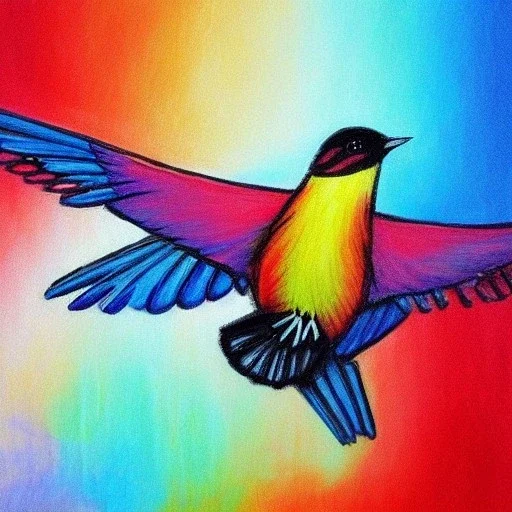  bird set free flying painting crayon