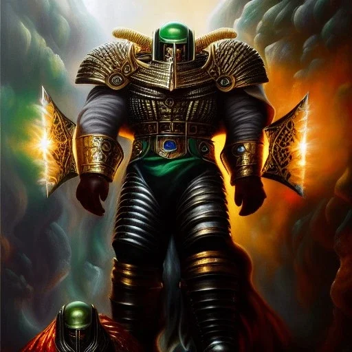 Ultra detailed fullbody Portrait in oil on canvas of Onslaught with armor ,intense stare,extremely detailed digital painting, extremely detailed face,crystal clear Big eyes, mystical colors ,perfectly centered image, perfect composition, rim light, beautiful lighting,masterpiece,8k, stunning scene, raytracing, anatomically correct, in the style of robert e howard and Ken Kelley and Ohrai Noriyoshi and Simon Bisley and tomzj1