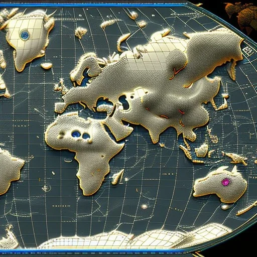 a 3d partially transparent world map, desaturated colors, and colored pins positioned throughout the map, highly detailed, intricate design, smooth, realistic render