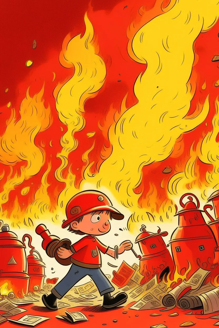 A boy's fantasy picture of a fire detection