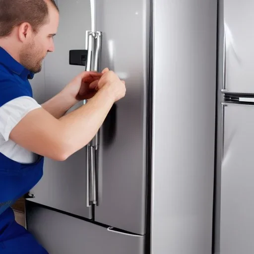 Refrigerator technician is working on the refrigerator