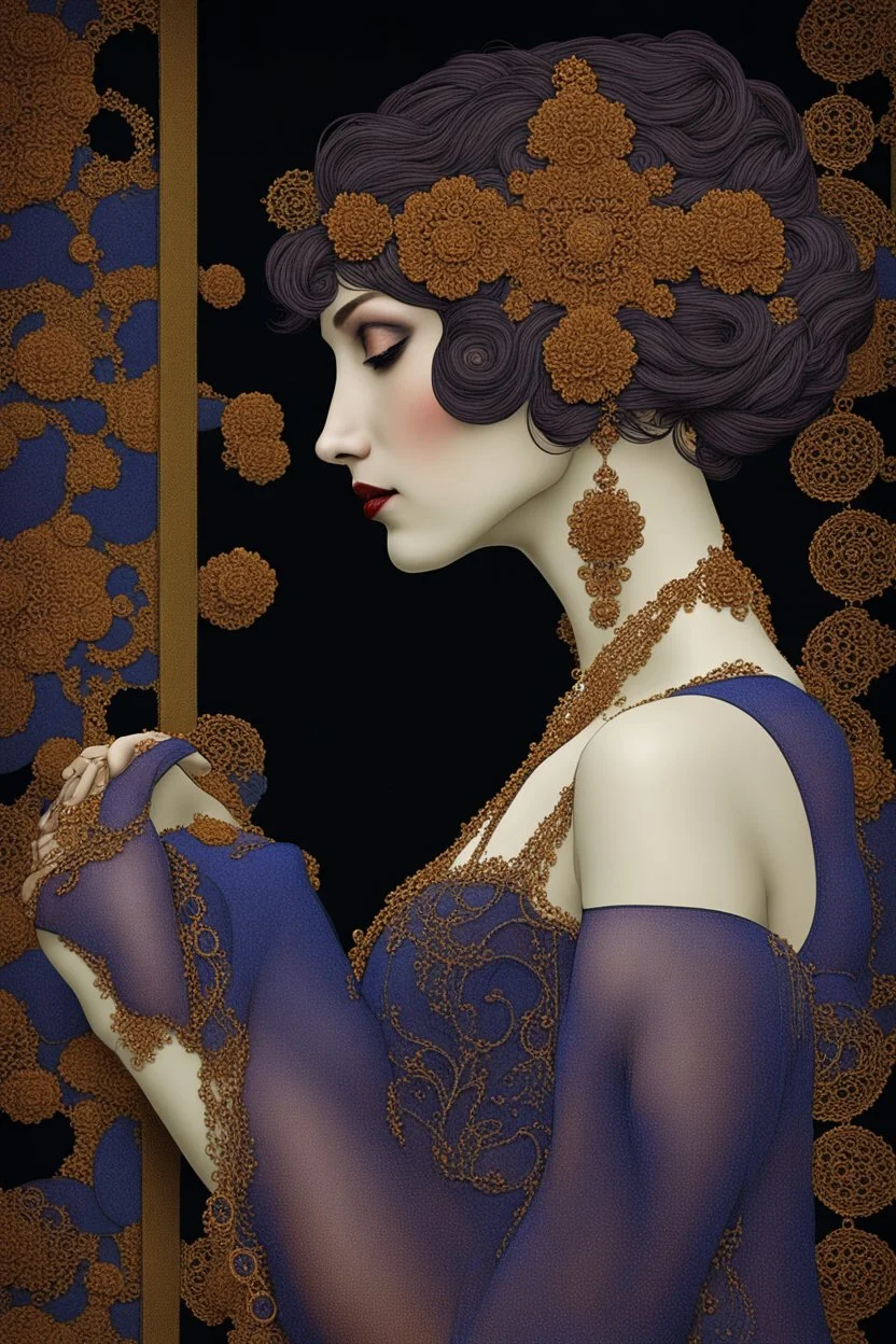 Ethereal, enchanted, enigmas, Whispered by shadows, sipping on stardust. Ethereal, enchanted, enigmas, Laugh at the light, dance in the dusk. Modifiers: colourful Gothic goth Gustav Klimt Maxfield Parrish Maxfield Parrish Tamara de Lempicka anatomically correct filigree patchwork