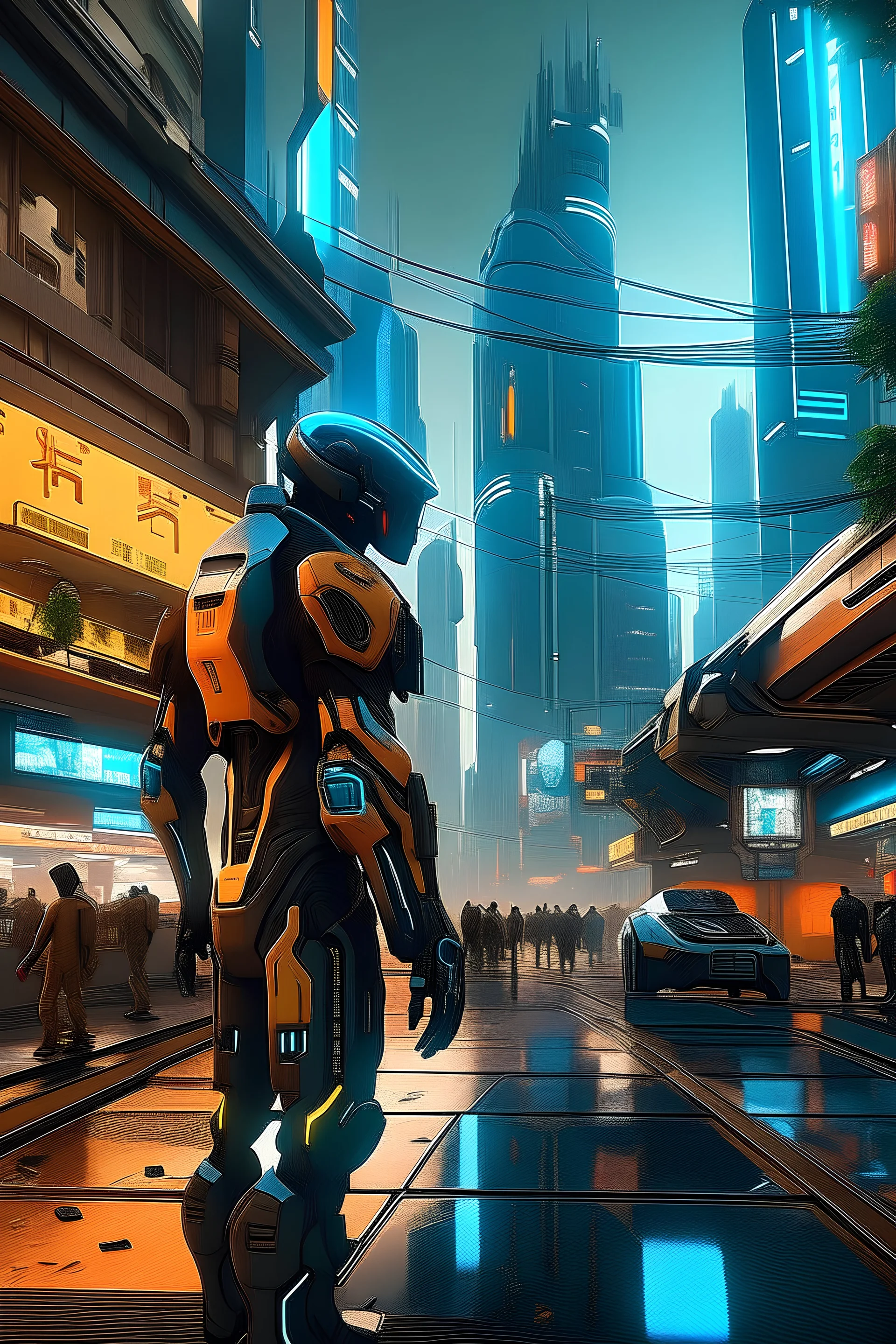 Join Ezra on a futuristic recon mission through the Australian autonomous zone, where the echoes of Apex Legends resonate in their advanced exo-suit, exploring a cityscape that seamlessly blends the worlds of Blade Runner 2049 and Cyberpunk 2077.