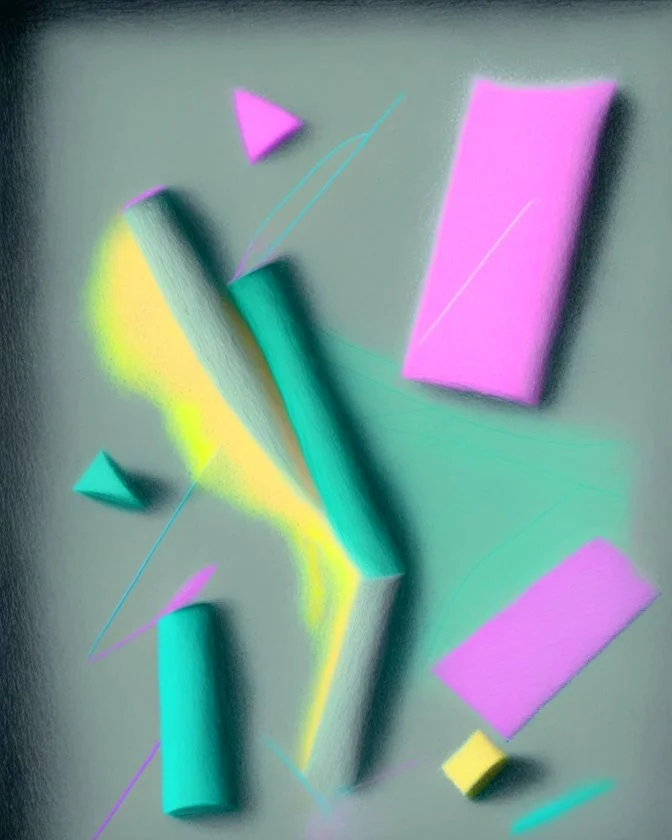 Abstract pastel chalk with sketchy pencil outlines