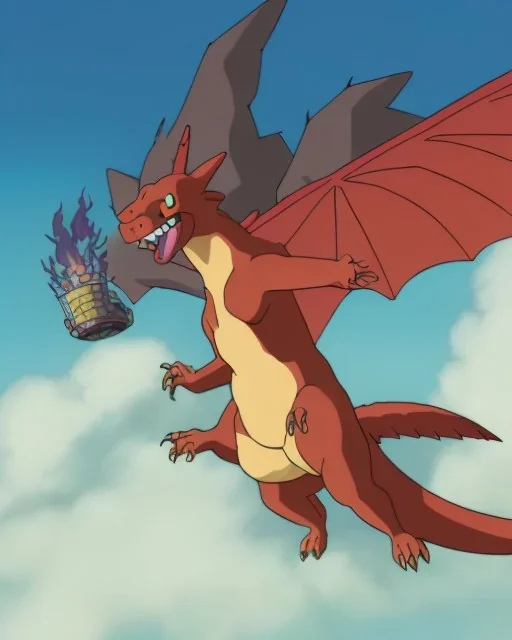 Charizard in the style of anime